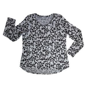 Sonoma Gray Animal Print Shirt Women L Soft Lightweight Pullover Cozy Lounge Top